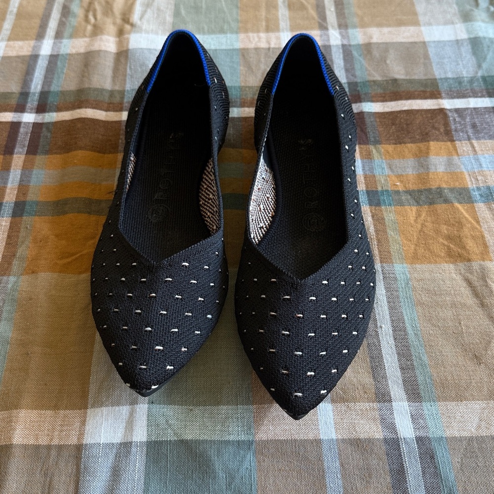 Rothy's Black and White Pointed Flats